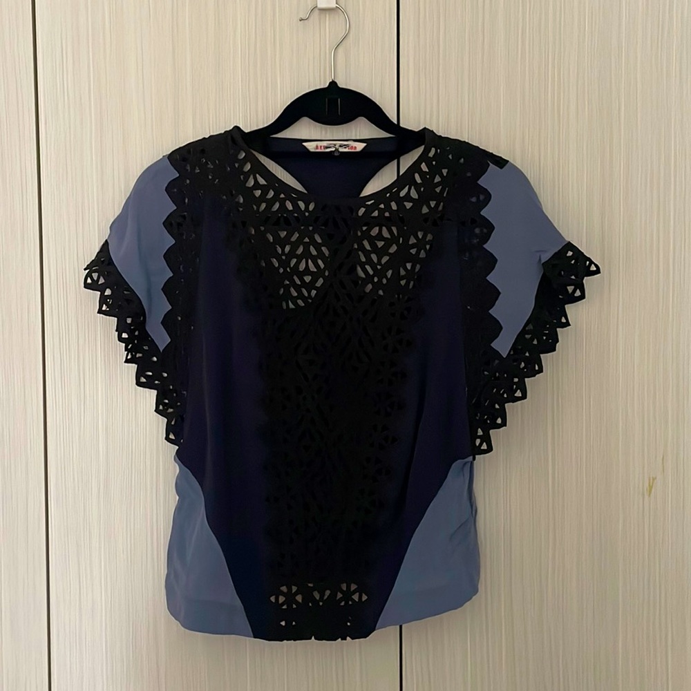Blue shirt sleeves 100% silk